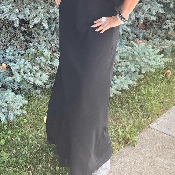 Black Long One Shoulder Maxi Length Dress Side Slit New - Picture 4 of 5